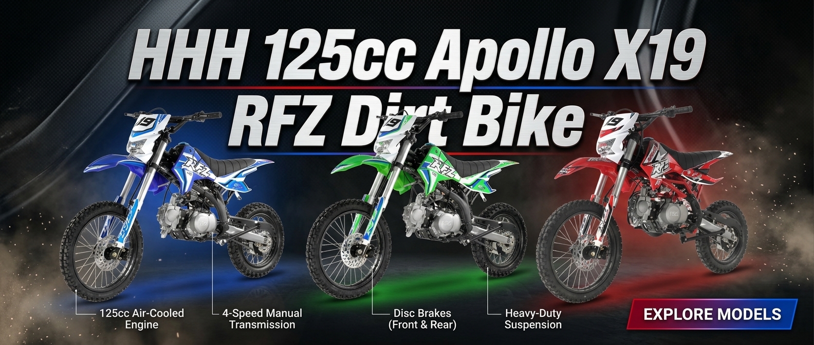 Amazon.com: HHH 125cc Apollo X19 RFZ Adult Gas Dirt Pit Bike 4